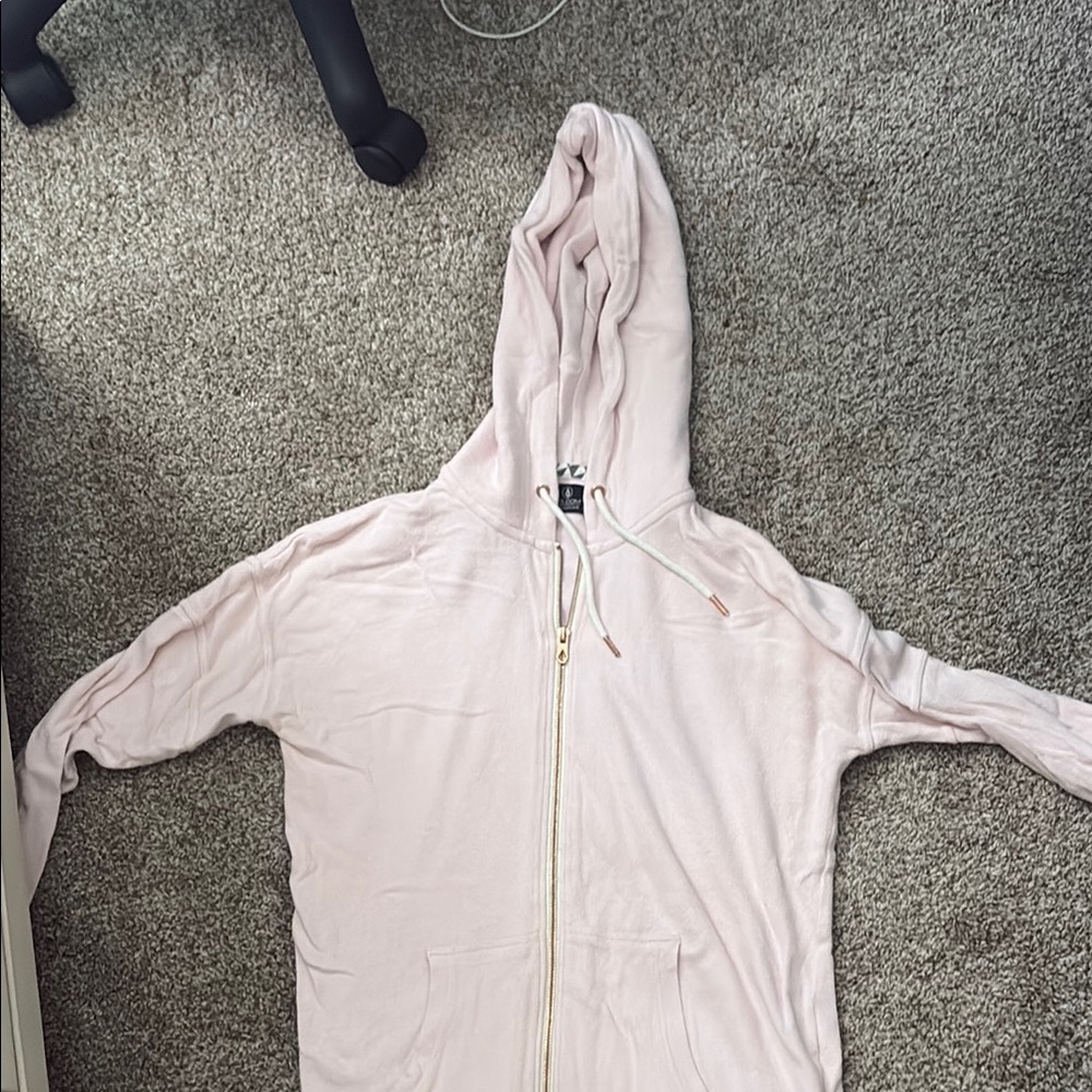 Volcom Pink Hooded Jacket with Full-Length Zipper